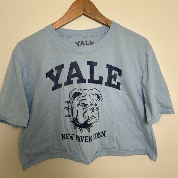 Tops - Yale Shirt Women Crop Top Size Large‎ Blue Graphic Print